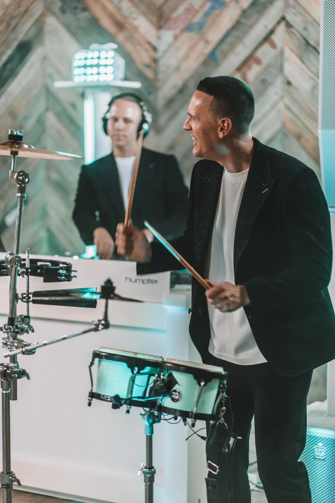 The Ibizans performing at a corporate event
