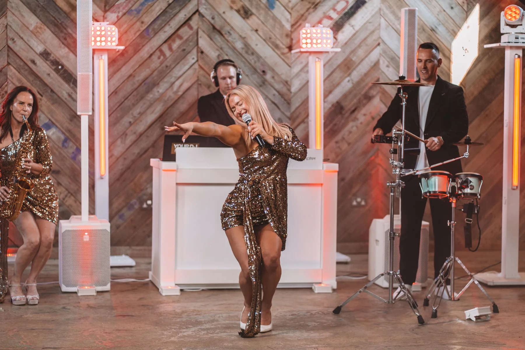 Live percussion with The Ibizans corporate DJ band